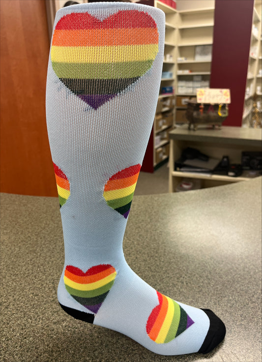 Rainbow Heart Compression Socks