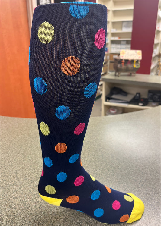 Black Polka-Dotted Compression Socks